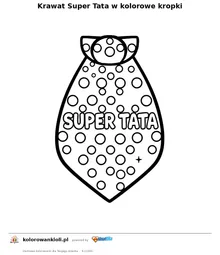 Krawat Super Tata w kolorowe kropki — kolorowanka do wydruku dla dzieci