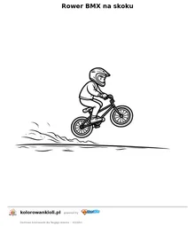 Rower BMX na skoku — kolorowanka do wydruku dla dzieci
