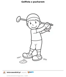 Golfista z pucharem — kolorowanka do wydruku dla dzieci