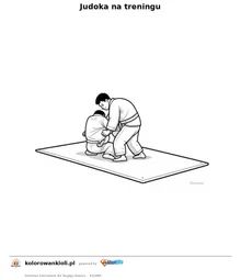 Judoka na treningu — kolorowanka do wydruku dla dzieci