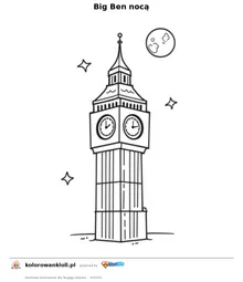 Big Ben nocą — kolorowanka do wydruku dla dzieci