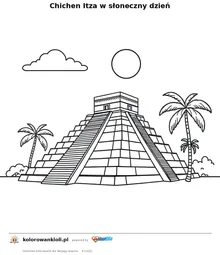 Chichen Itza w słoneczny dzień — kolorowanka do wydruku dla dzieci