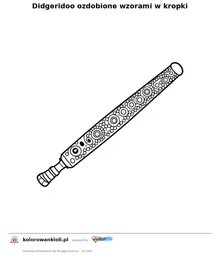Didgeridoo ozdobione wzorami w kropki — kolorowanka do wydruku dla dzieci