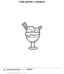Lody gelato z napojem — kolorowanka do wydruku dla dzieci