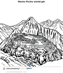 Machu Picchu wśród gór — kolorowanka do wydruku dla dzieci