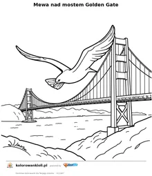Mewa nad mostem Golden Gate — kolorowanka do wydruku dla dzieci