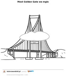 Most Golden Gate we mgle — kolorowanka do wydruku dla dzieci