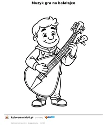 Muzyk gra na balalajce — kolorowanka do wydruku dla dzieci
