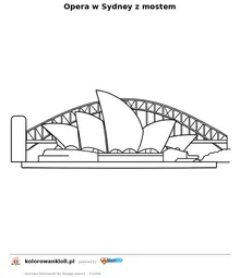 Opera w Sydney z mostem — kolorowanka do wydruku dla dzieci