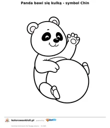 Panda bawi sie kulka - symbol Chin — kolorowanka do wydruku dla dzieci
