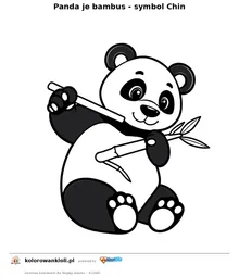 Panda je bambus - symbol Chin — kolorowanka do wydruku dla dzieci