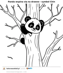 Panda wspina sie na drzewo - symbol Chin — kolorowanka do wydruku dla dzieci