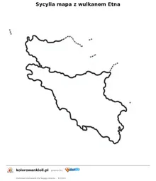 Sycylia mapa z wulkanem Etna — kolorowanka do wydruku dla dzieci