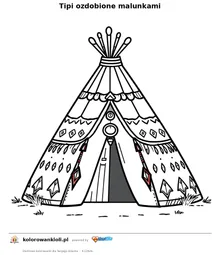 Tipi ozdobione malunkami — kolorowanka do wydruku dla dzieci