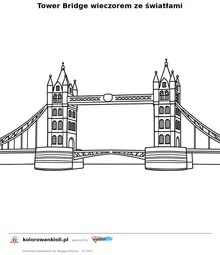 Tower Bridge wieczorem ze swiatlami — kolorowanka do wydruku dla dzieci