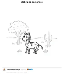Zebra na sawannie — kolorowanka do wydruku dla dzieci
